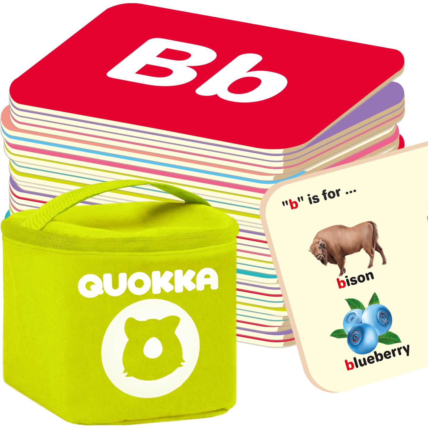 QUOKKA ABC Learning Flash Cards for Toddlers 1-3 Years - 120 Flashcards for Kids 2-4 in a Bag - Alphabet Numbers Letters Preschool Activities Ages 4-8 - Gift Speech Therapy Toys 1-3-5 yo