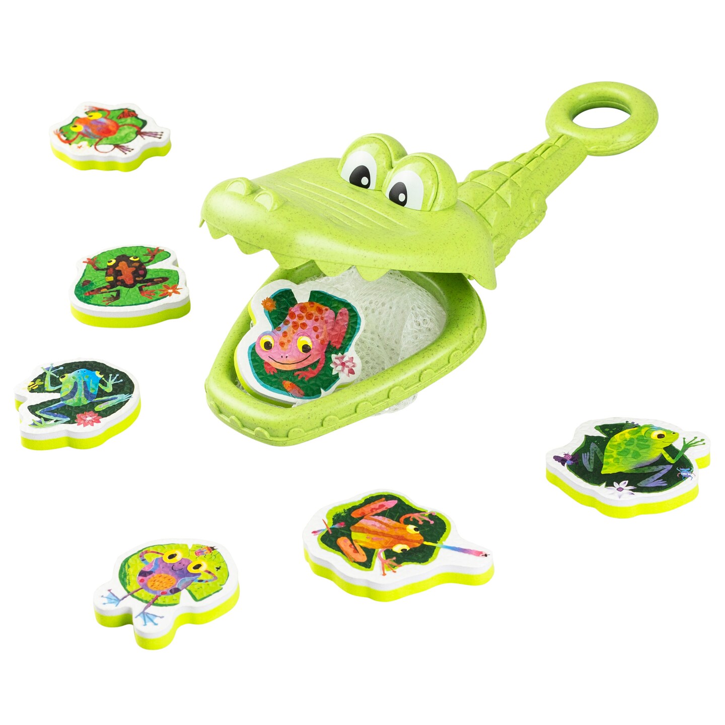 Tiger Tribe: Croc Chasey - Catch A Frog - Fun Bath Time Toy, Snap-Scoop-Catch Frogs, Open &#x26; Close Mouth, ECO Bio-Plastic, Toddlers &#x26; Kids Ages 2+