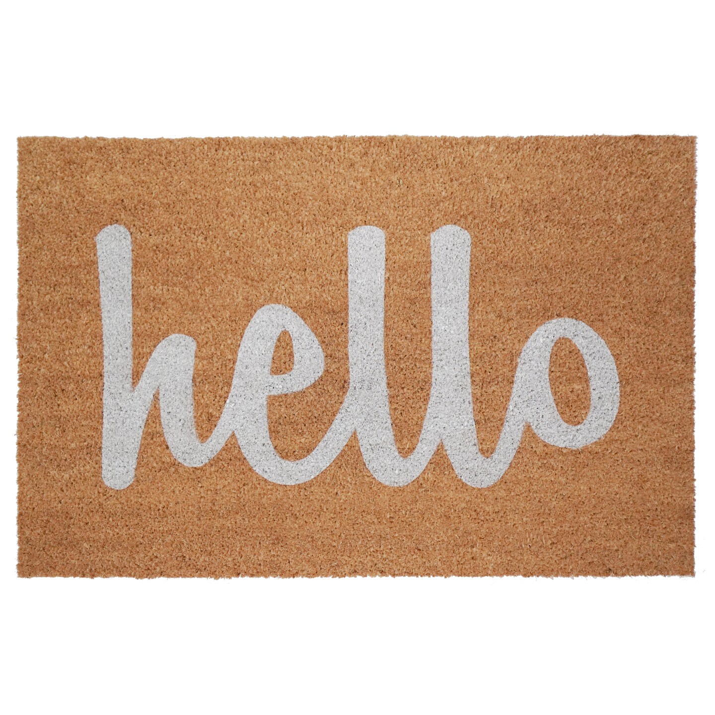 Script Hello Doormat, Off White/ Natural