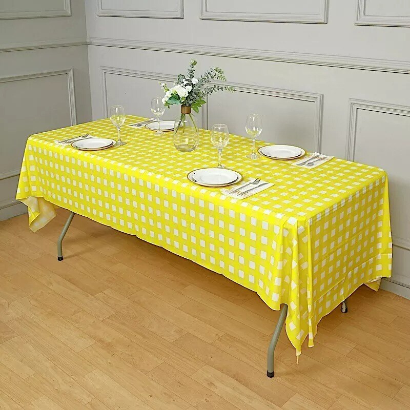6 pcs 54 x 108" Checkered Disposable Plastic Rectangular Table Cover Tablecloths
