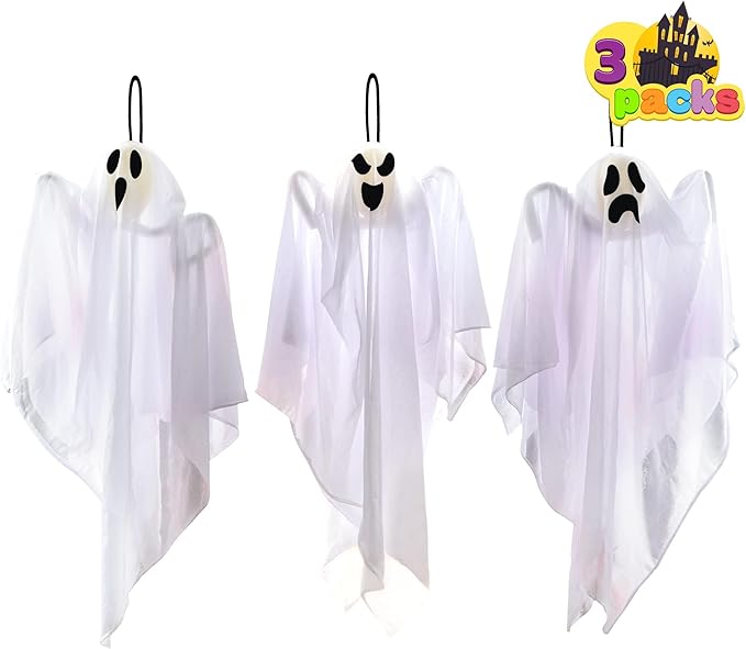 3 Pack Halloween Party Decoration 27.5&#x22; Hanging Ghosts, Cute Flying Ghost for Front Yard Patio Lawn Garden Party D&#xE9;cor and Holiday Decorations