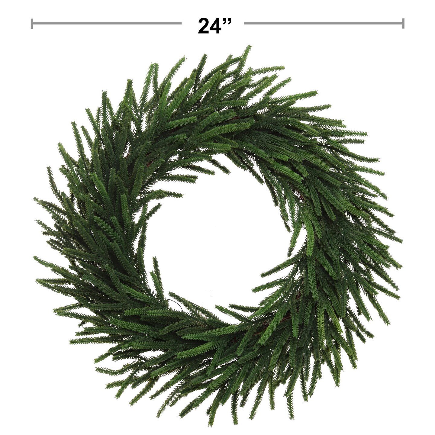 24&#x22; Green Real Touch Norfolk Wreath - Realistic Christmas Wreath, Front Door Wreath, Xmas Decor - Christmas Season, Floral Home by Artificial Flowers