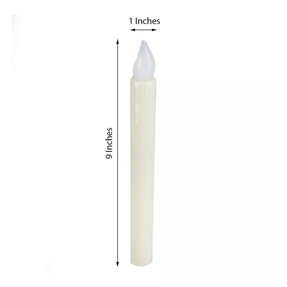 3 Warm White 9&#x22; tall LED Flameless Taper Candles Lights Wedding Centerpieces