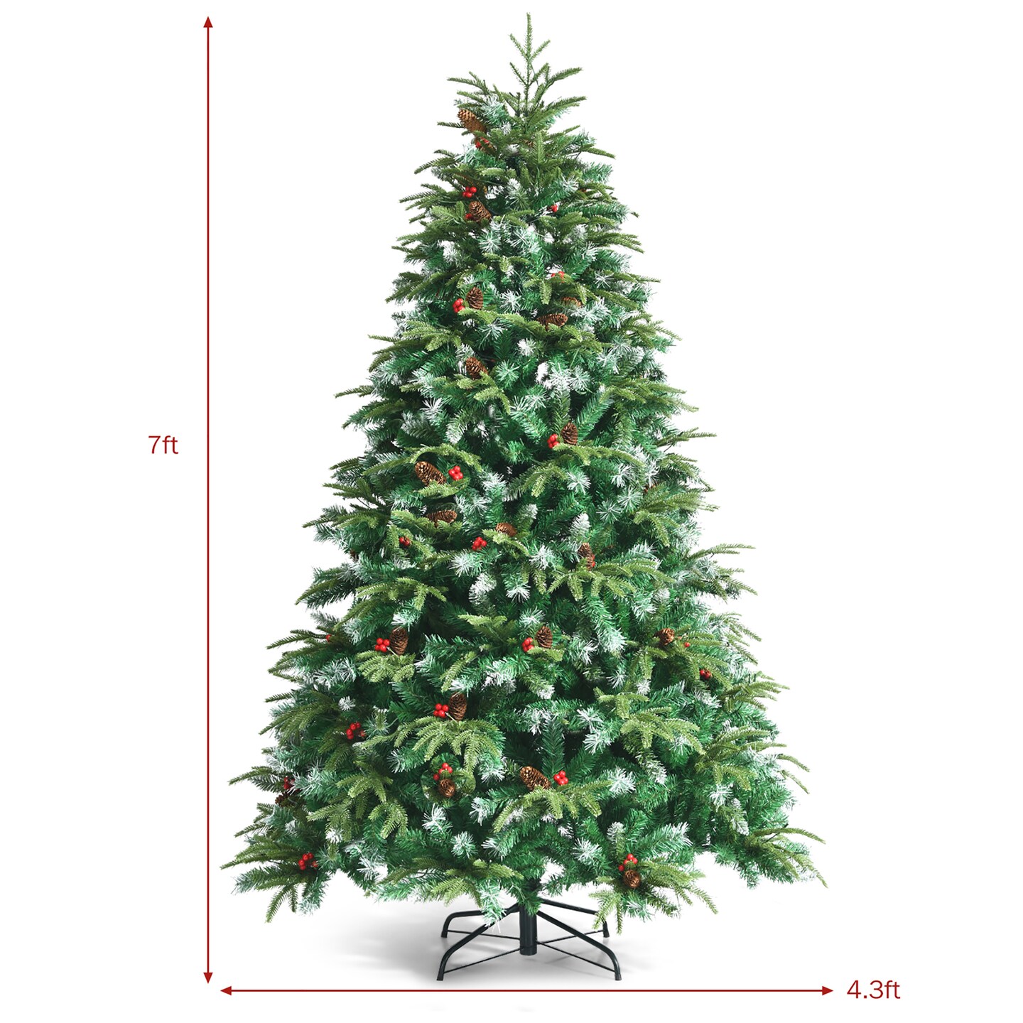 7ft Pre-Lit Snowy Christmas Hinged Tree 11 Flash Modes w/ 450 Multi-Color Lights