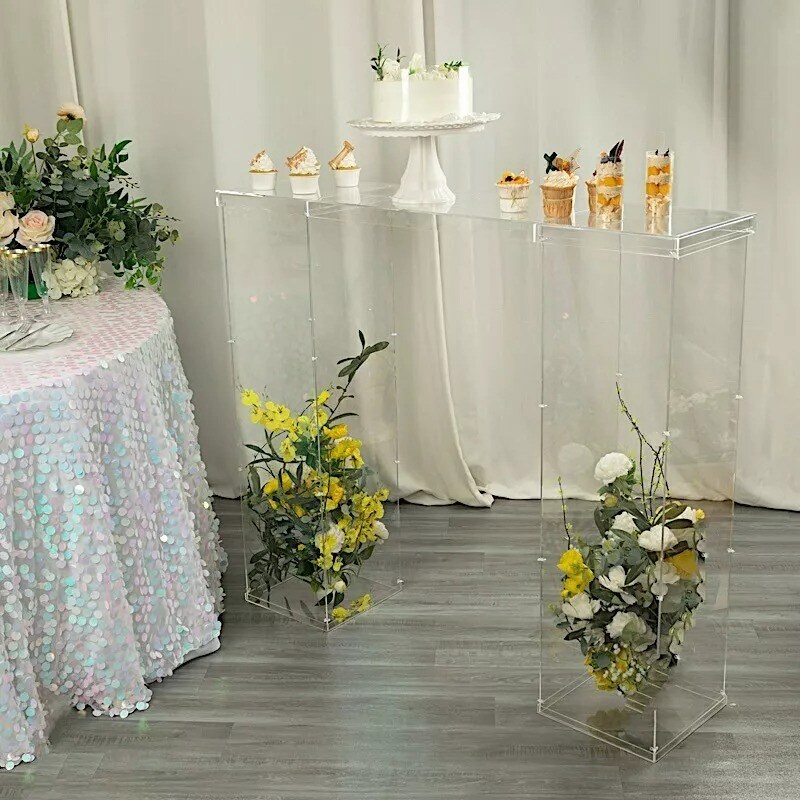 46&#x22; x 12&#x22; Clear Plexiglass Connector Plate for Rectangular Pedestal Stands Party