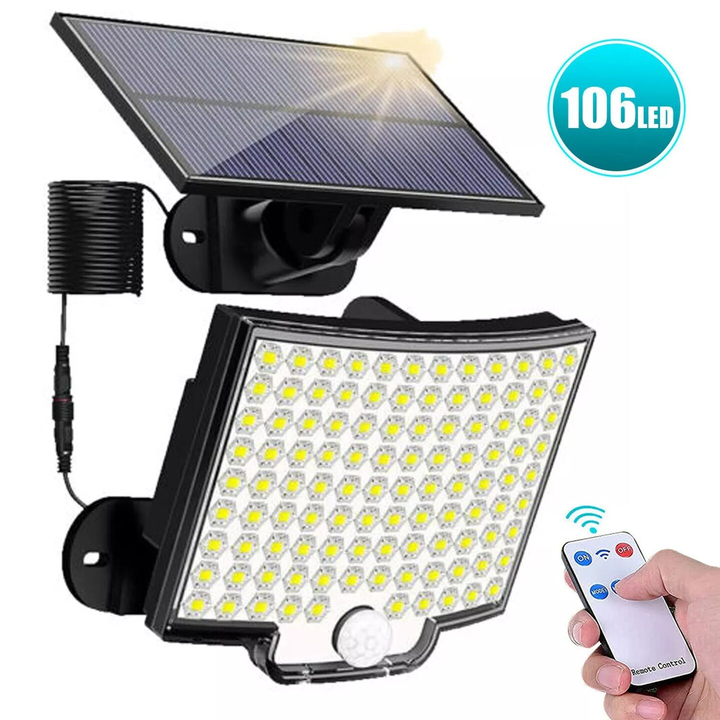 106 LED Solar Power Wall Lights Outdoor Garden Motion Sensor Security Flood Lamp