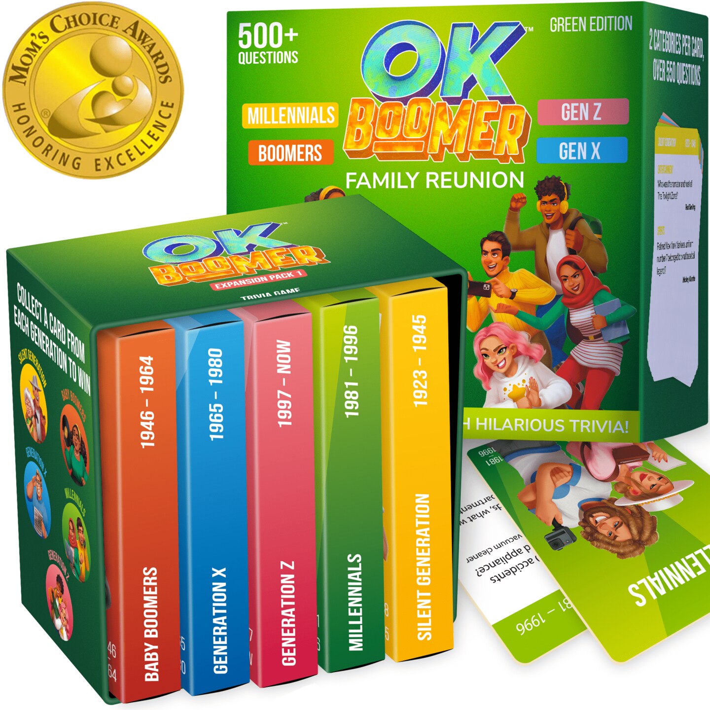 QUOKKA OK Boomer Family Game - Board Games for Family Night - Trivia Card Games for Adults & Family - Fun Party Millennials vs Boomers Game for All Ages 15+
