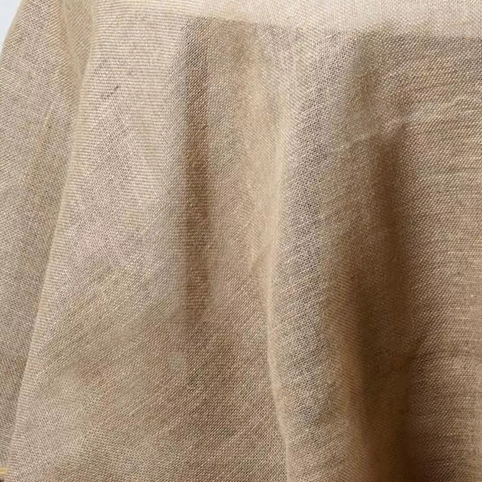 120&#x22; Natural Brown BURLAP ROUND TABLECLOTH Wedding Party Trade Booth Linens