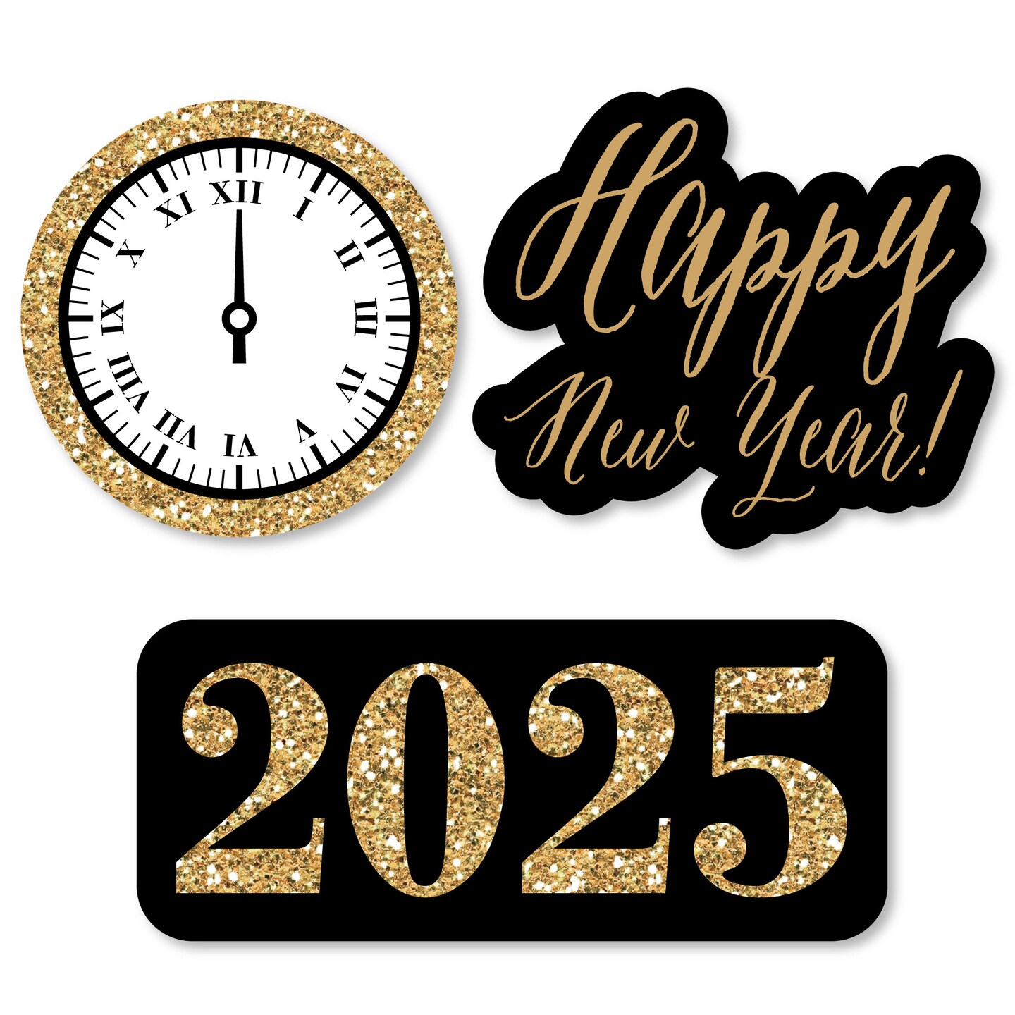 Big Dot of Happiness New Year&#x27;s Eve - Gold - DIY Shaped 2025 New Years Eve Party Cut-Outs - 24 Count