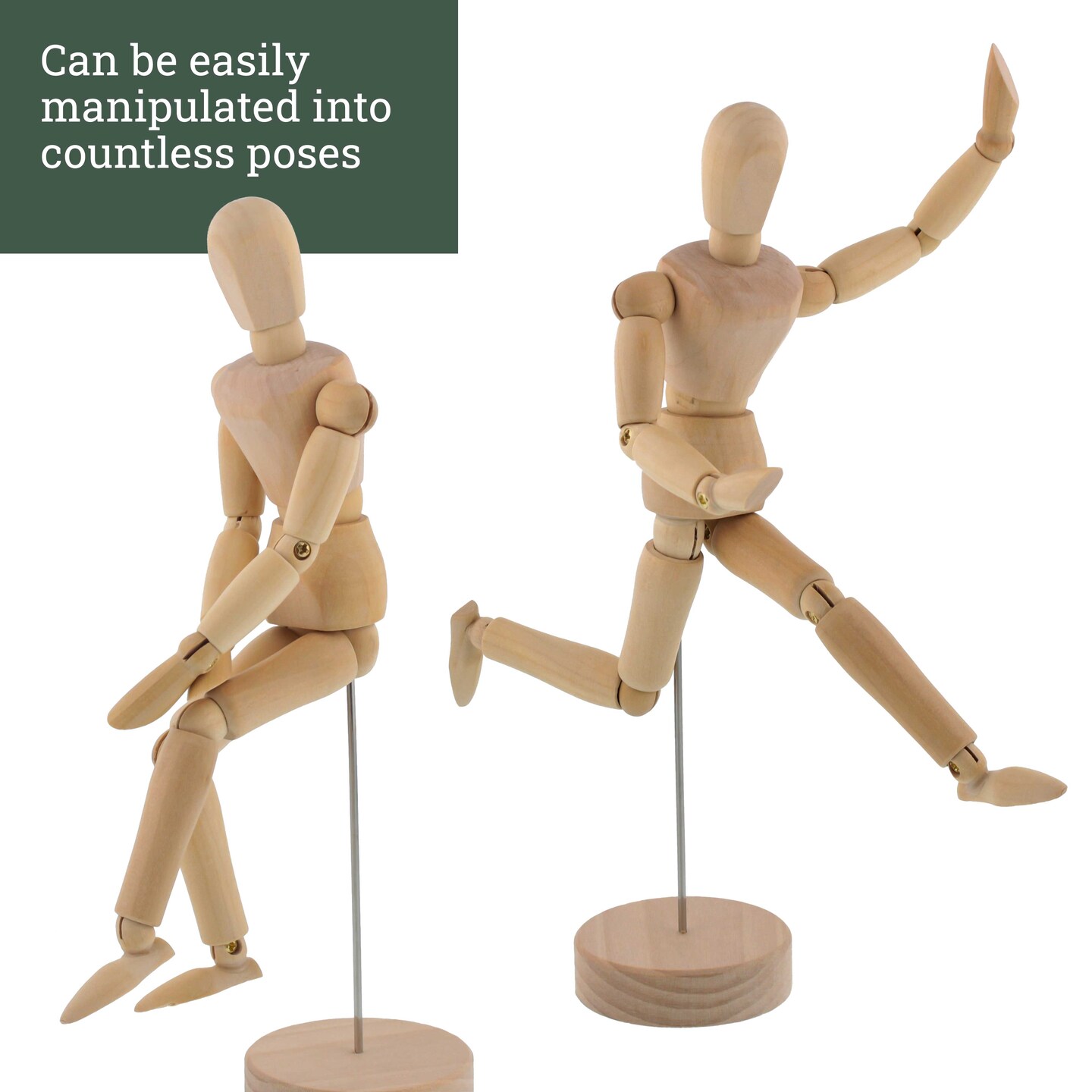 Wood 8&#x22; Artist Drawing Manikin Articulated Mannequin with Base and Flexible Body - Perfect For Drawing the Human Figure (8&#x22; Female)