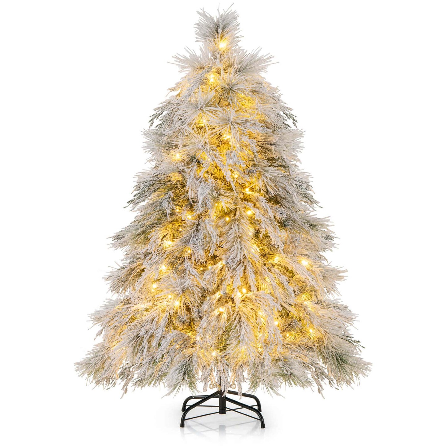 Costway 4.5/6/7 FT Pre-Lit Artificial Christmas Tree with 279/519/743 PVC &#x26; Pine Needles &#x26; PE Tips