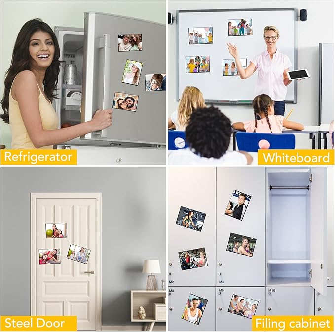 50 Pcs Magnetic picture frames for refrigerator 4x6Inch-Magnetic photo frames,Black
