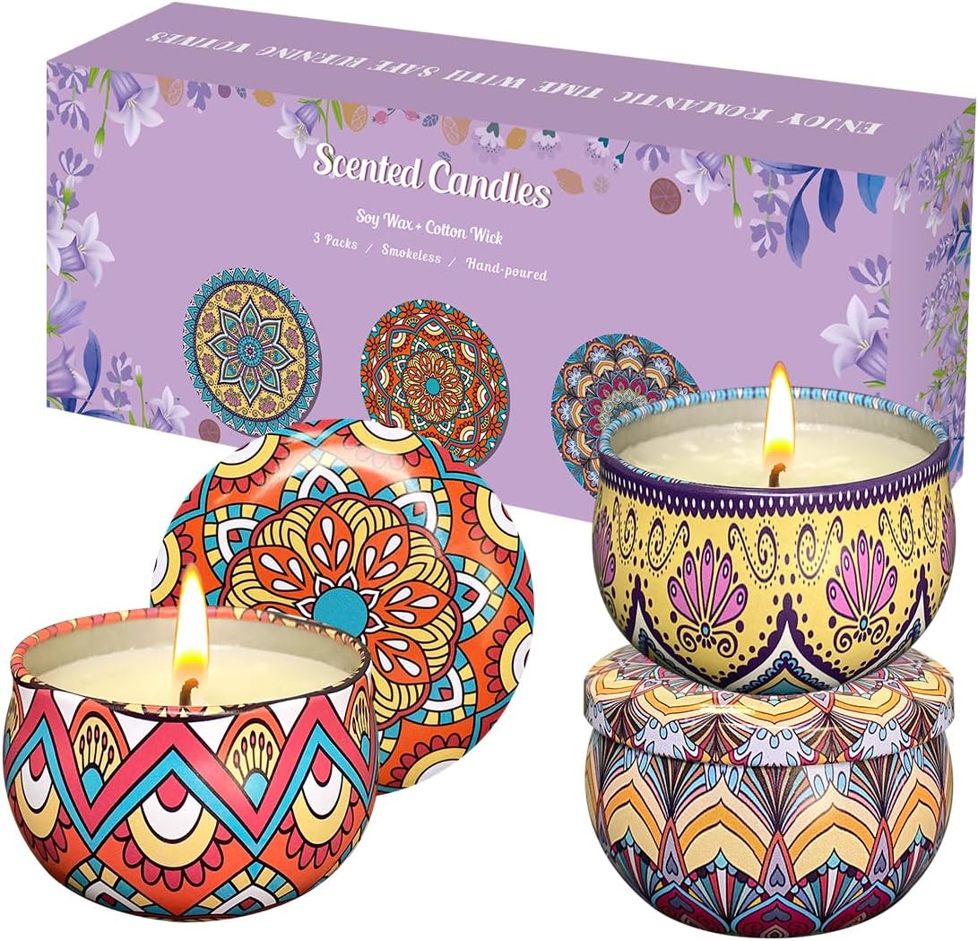 3 Pack Scented Candle Set Candles for Aromatherapy Holiday Gifts for Women Soy Wax Candles for Home Decor Housewarming Gift
