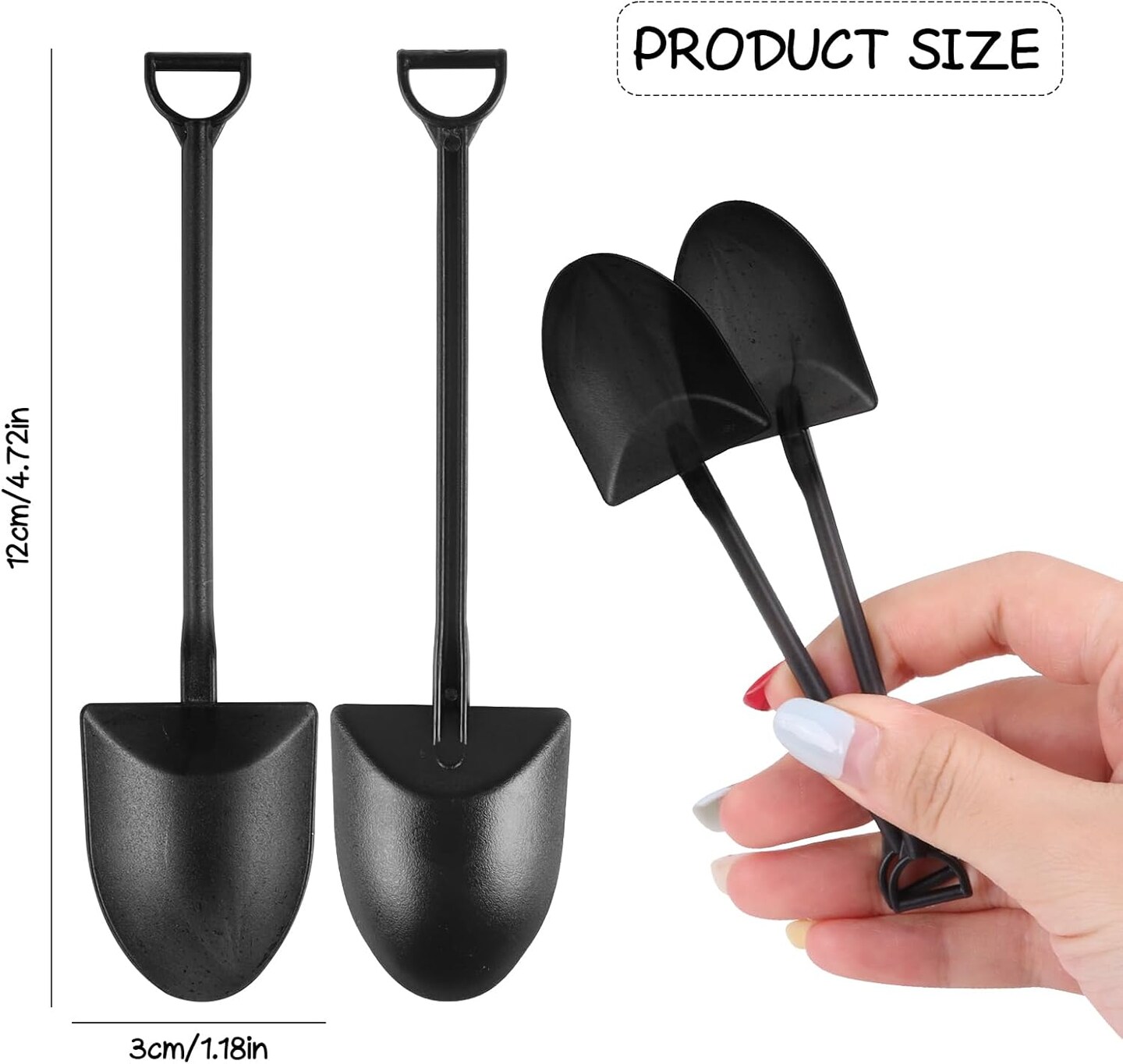 100 Pcs Mini Shovel Spoons, Plastic Shovel Spoon for Desserts Halloween Disposable Tiny Shovel Birthday Party Favors Construction Baking Supplies for Ice Cream Pudding Yogurt