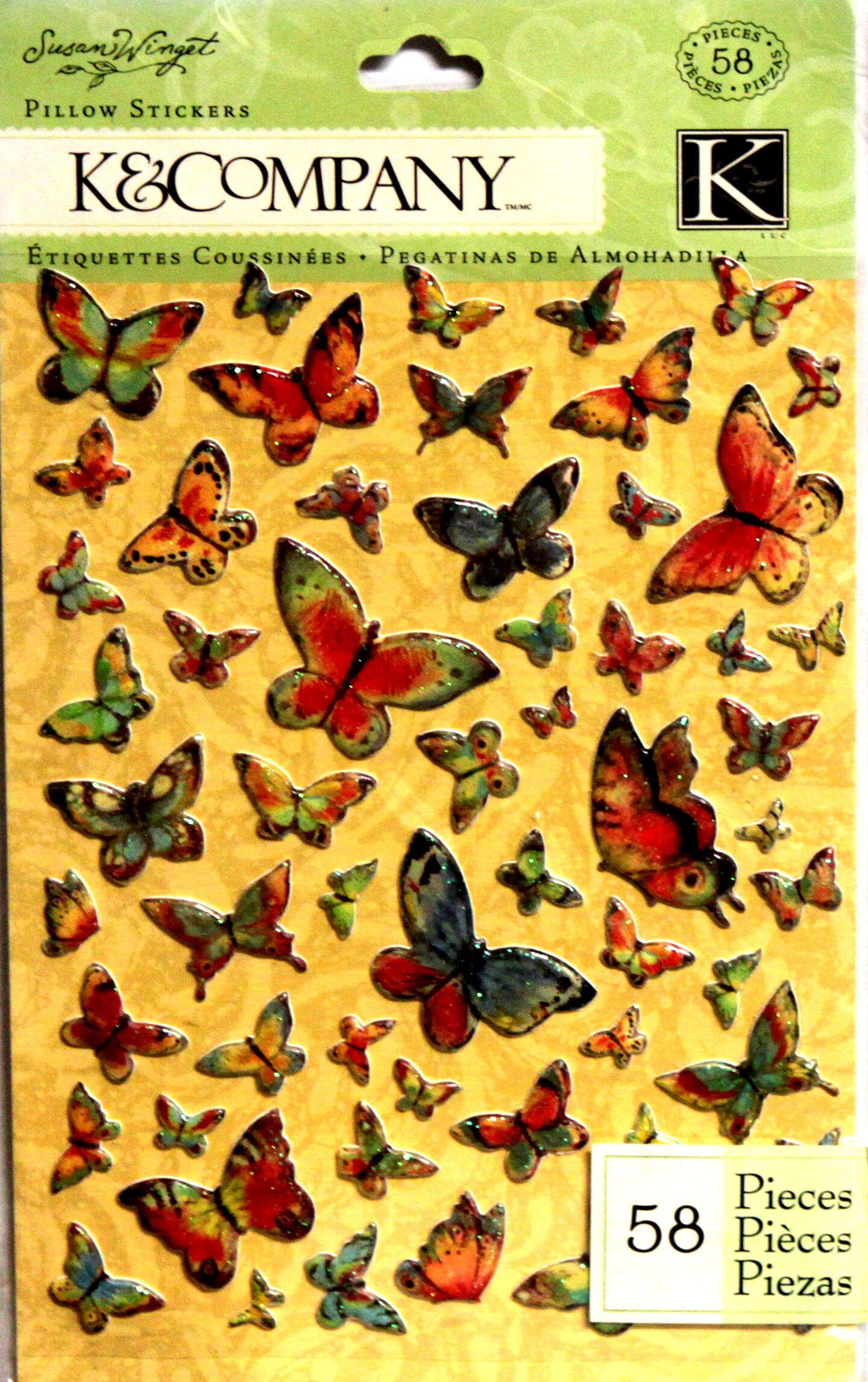 K &#x26; Company Susan Winget Nature Butterfly Pillow Dimensional Stickers