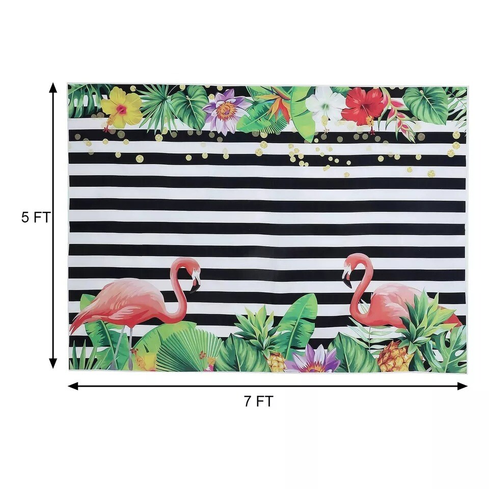 5x7 ft Stripes Flamingo Vinyl Photo Backdrop Banner Party Decorations