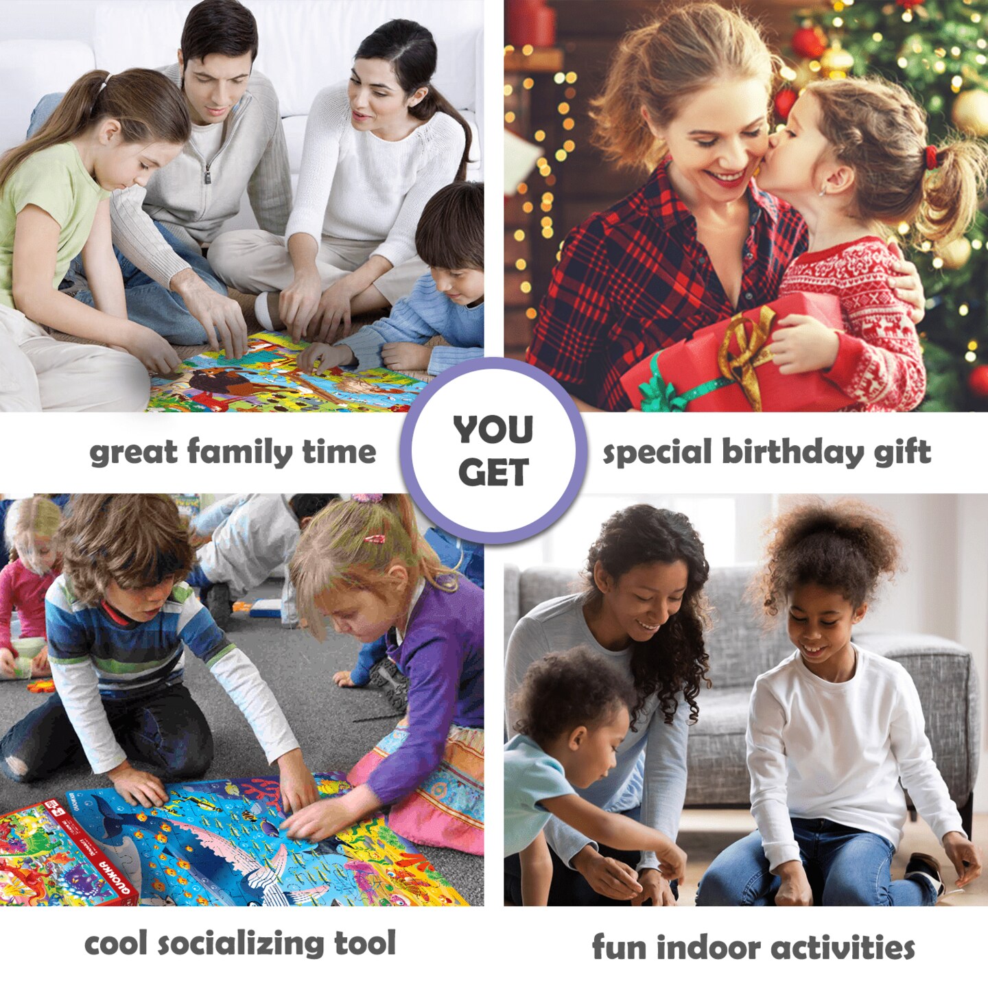 QUOKKA 100 Piece Puzzles for Kids Ages 4-6 &#x2013; 3 Floor Kids Puzzles Ages 6-8 Year Old &#x2013; Toy for Learning Ocean &#x26; Forest Animals for 8-10 yo &#x2013; Jigsaw Toddler Game for Boy and Girl Ages 3-5