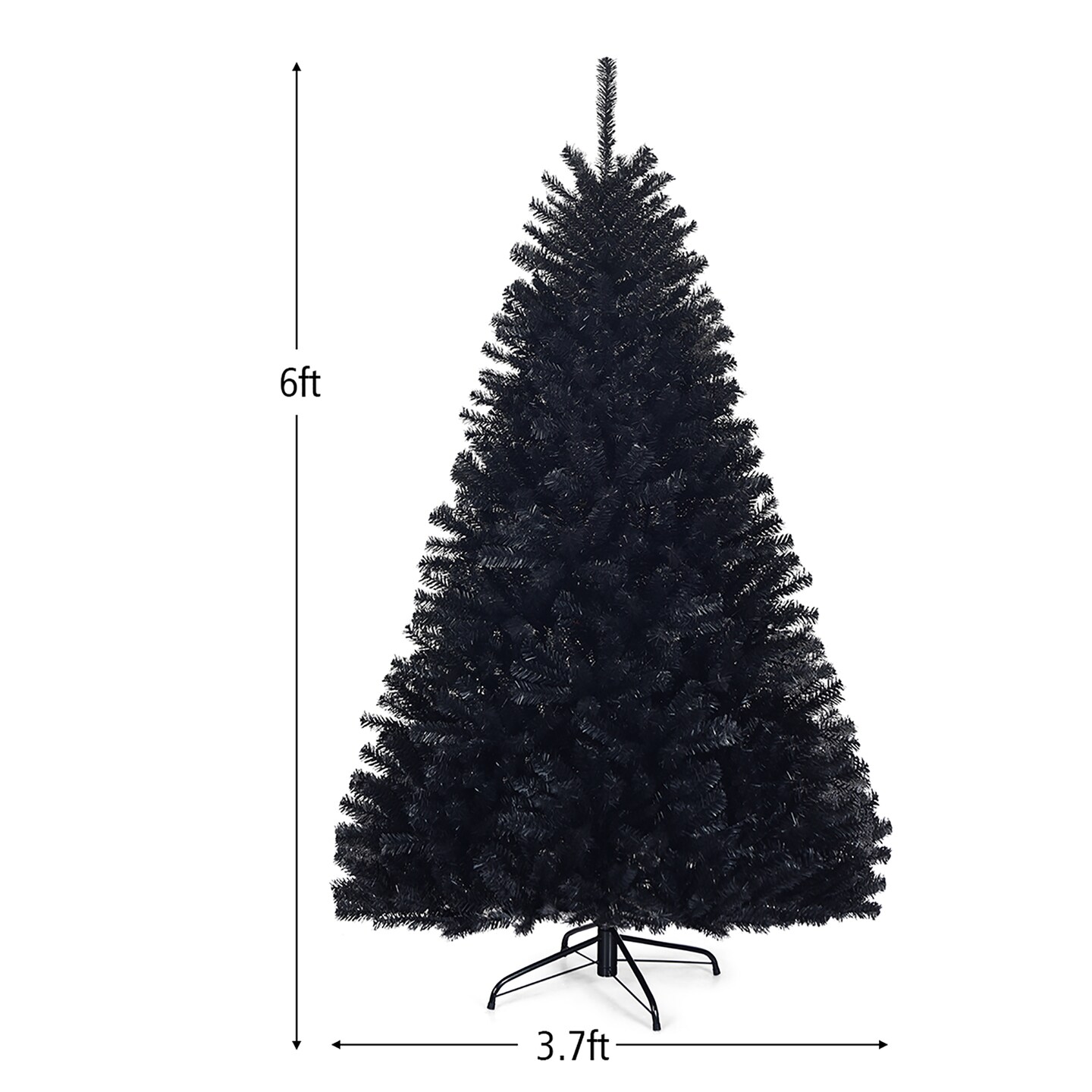 Costway 7.5Ft or 6Ft Hinged Artificial Halloween Christmas Tree Full Tree with Metal Stand Black