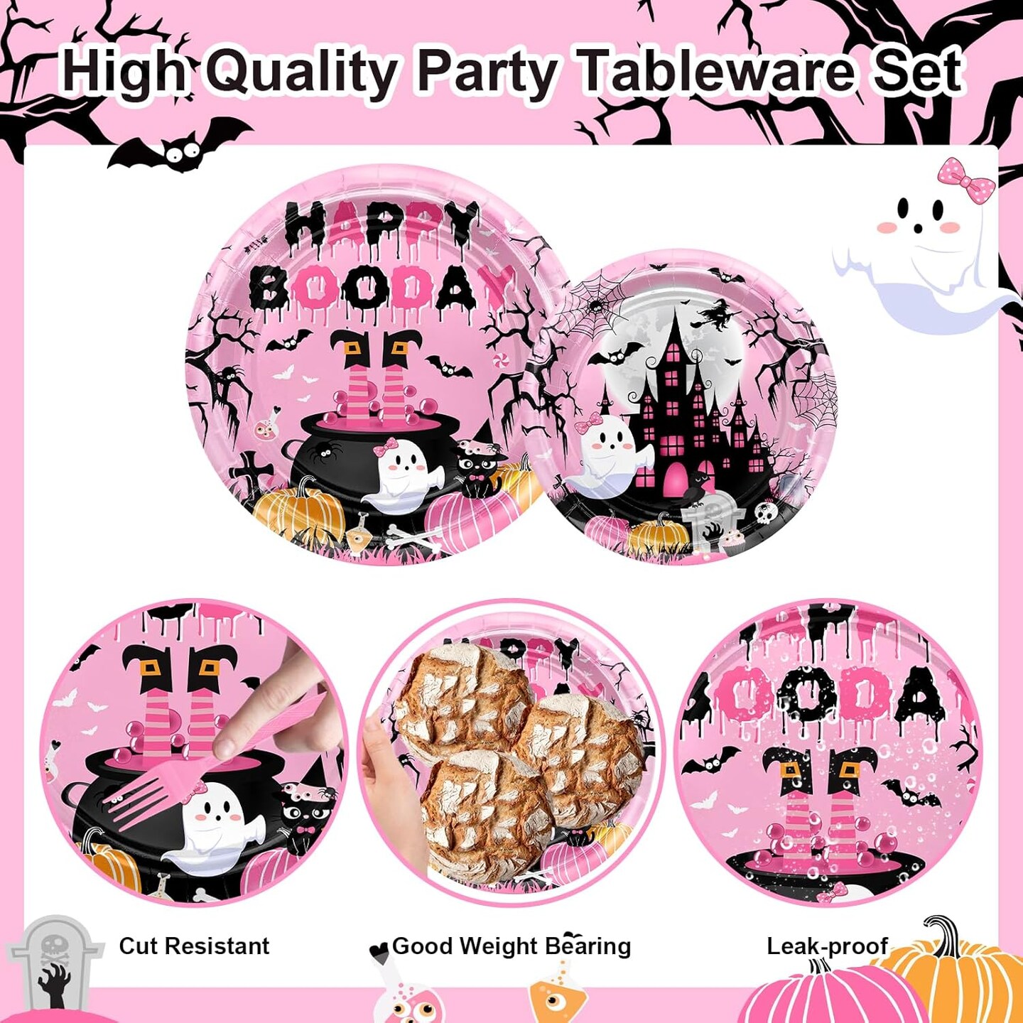 192 Pcs Pink Halloween Birthday Party Decorations