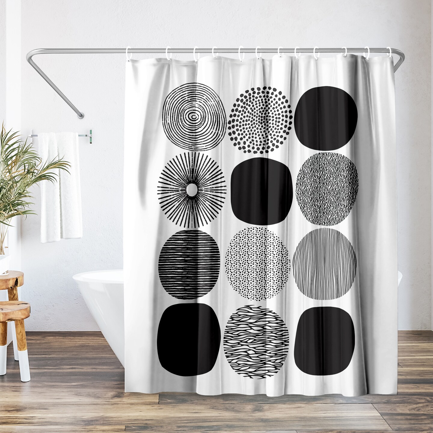 Americanflat 71x74 Shower Curtain - Abstract Shower Curtain - Pattern Circles Lisa Nohren