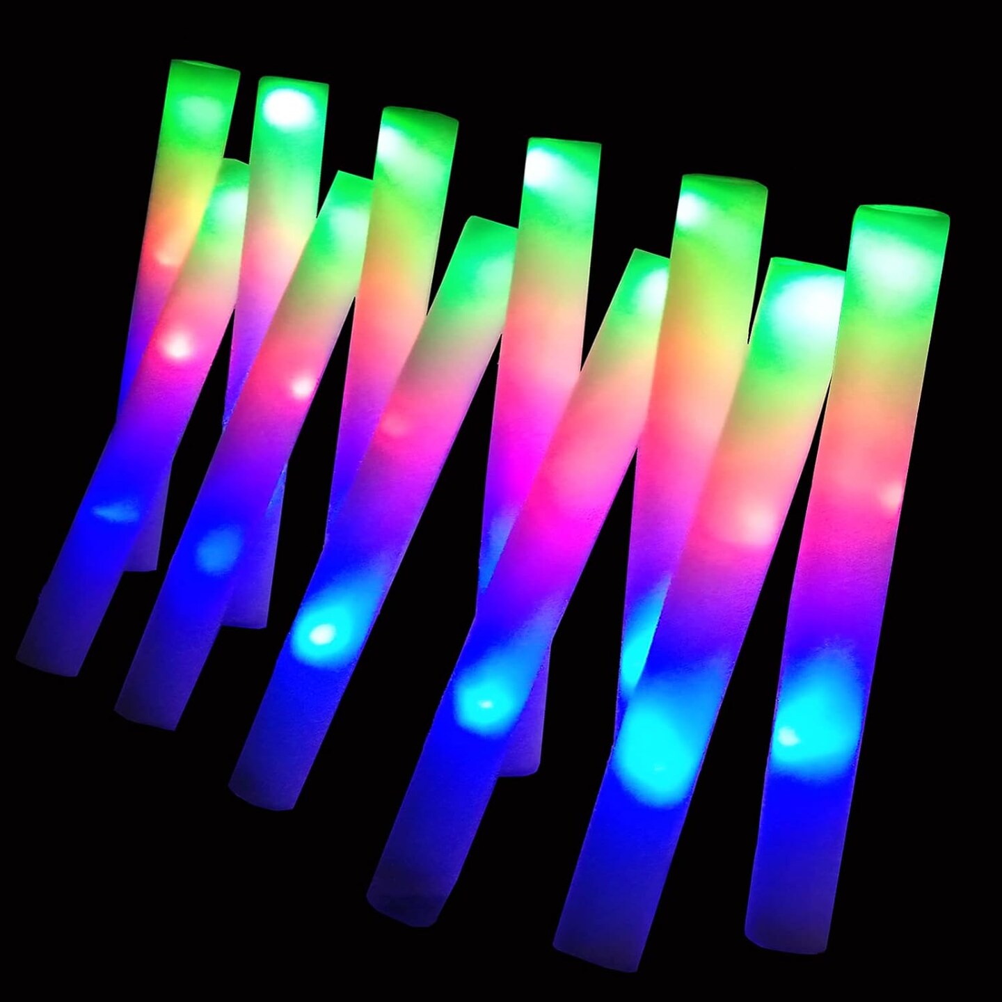 32 PCS Foam Glow Sticks Bulk,3 Modes Flashing LED Light Sticks Glow in The Dark Party Supplies Light Up Toys for Parties Wedding Birthday Concert Christmas Halloween