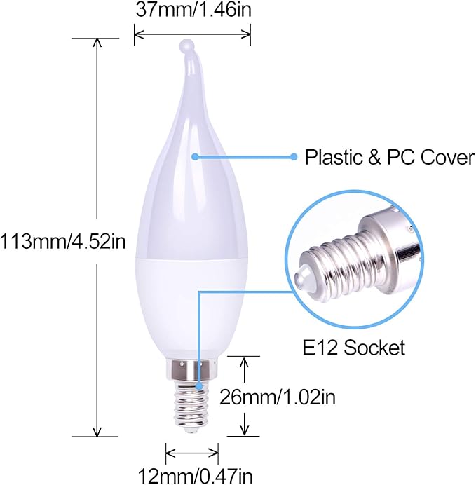 LED Flame Light Bulbs,3 Modes Fire Light Bulb E12 Base, Christmas Decorations Outdoor Indoor Home, Lights Bulbs (Yellow, 6Pack)