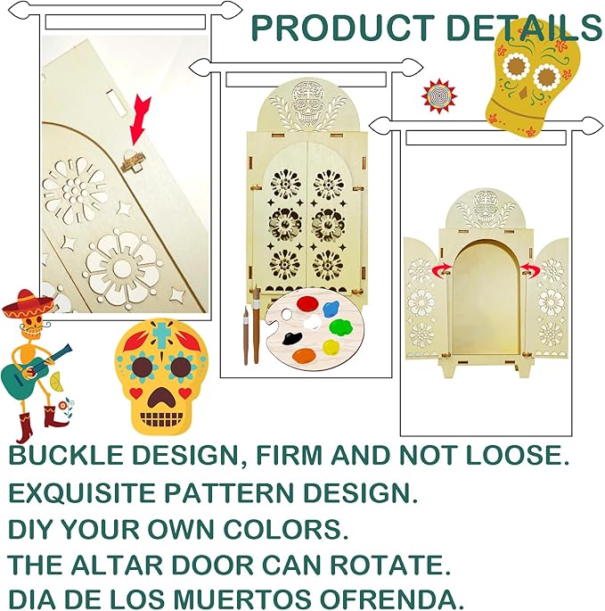 4 Set Dia De Los Muertos Ofrenda Shadow Box, Wooden Day of The Dead Decorations, Altar Ofrenda Supplies