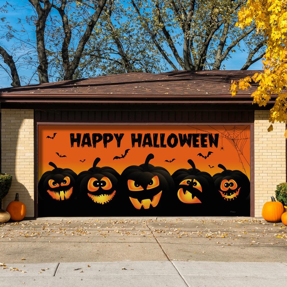 7 FT x 16 FT Happy Halloween Jack O Lanterns Garage Mural