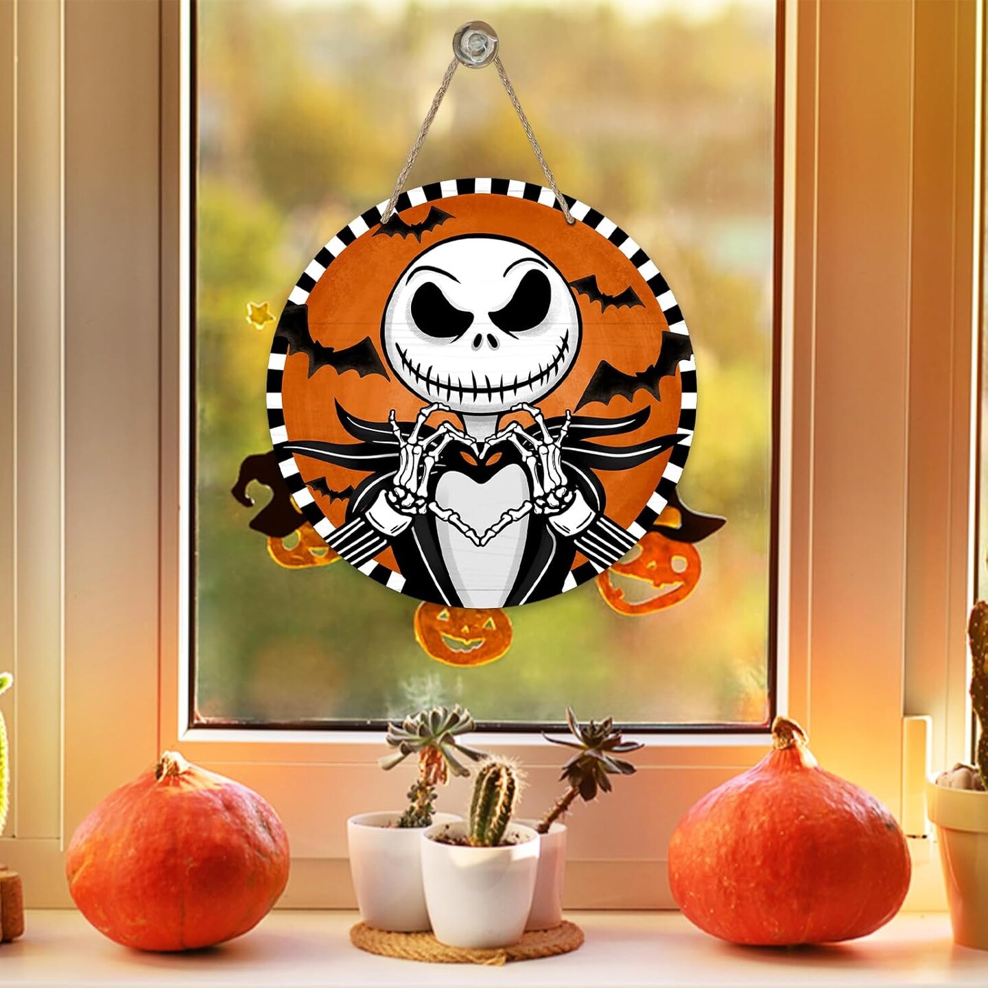 Halloween Jack Skellington Sign for Front Door Decor,
