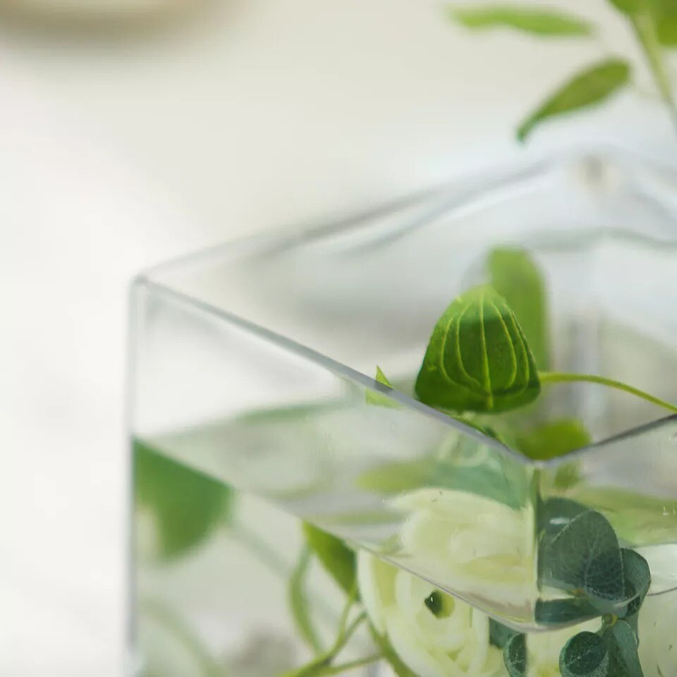 6 pcs 6&#x22; tall Clear Glass Cube Wedding Centerpieces Vases Party Decorations