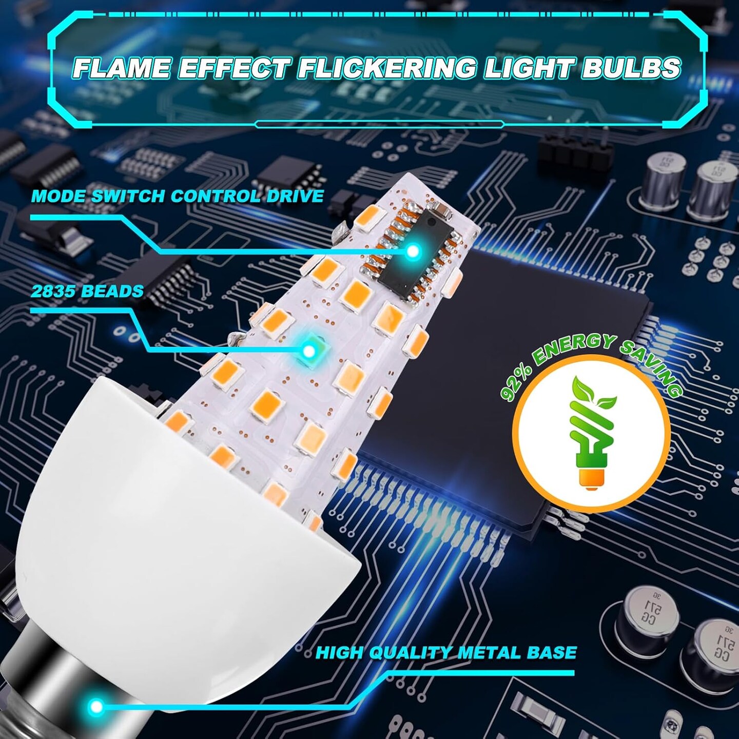 LED Flickering Candelabra Flame Effect Light Bulbs