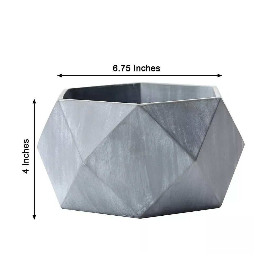 4&#x22; Gray Mini Concrete Flower Pot Geometric Planter Wedding Party Decorations