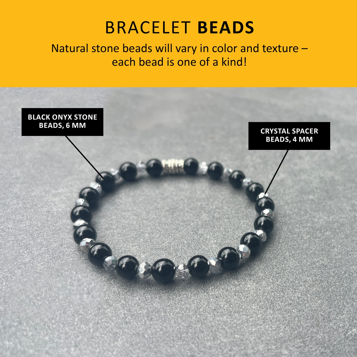 I am the Storm bracelet, Black Onyx natural stone jewelry 