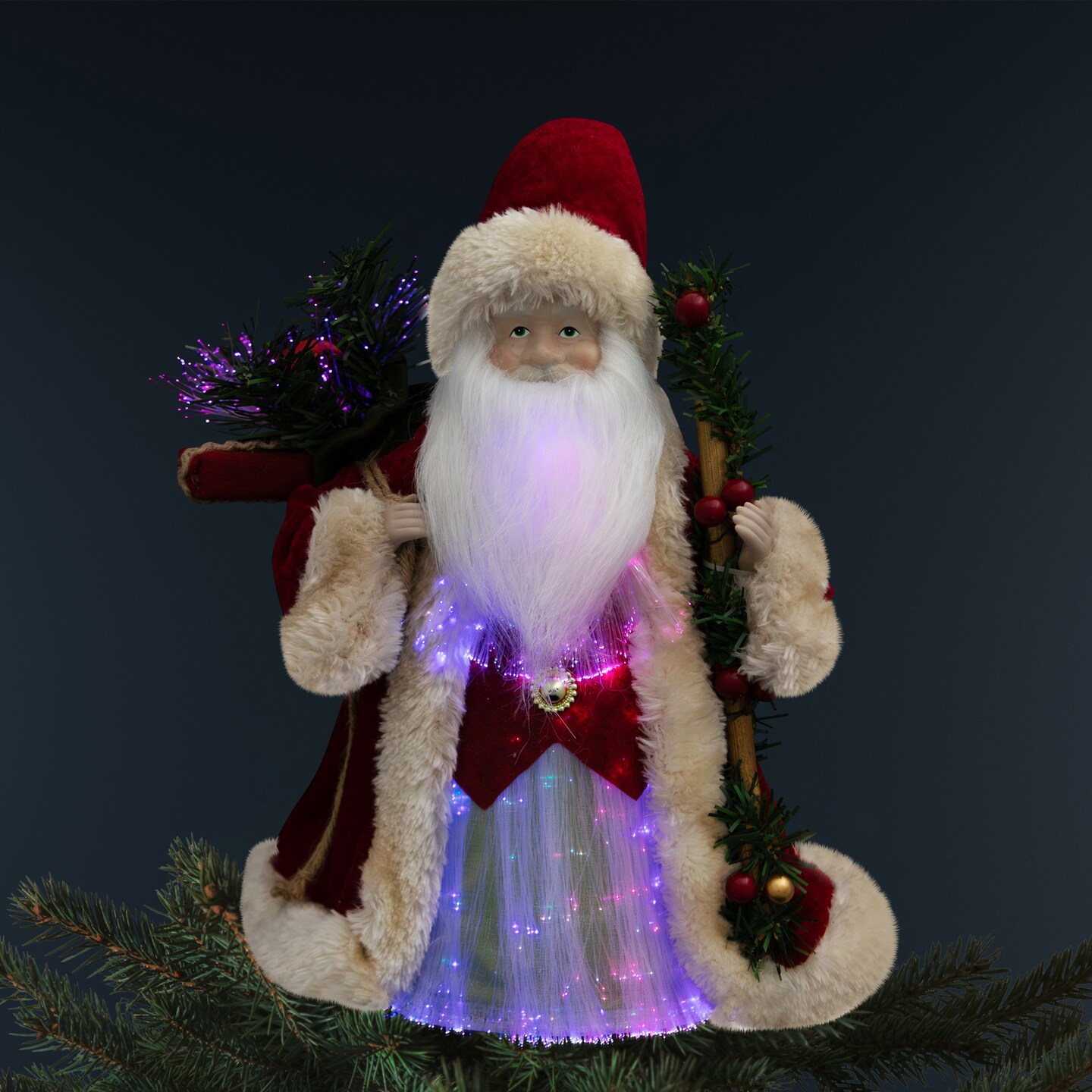Northlight Lighted Color-Changing Fiber Optic Santa Claus Christmas Tree Topper - 12"