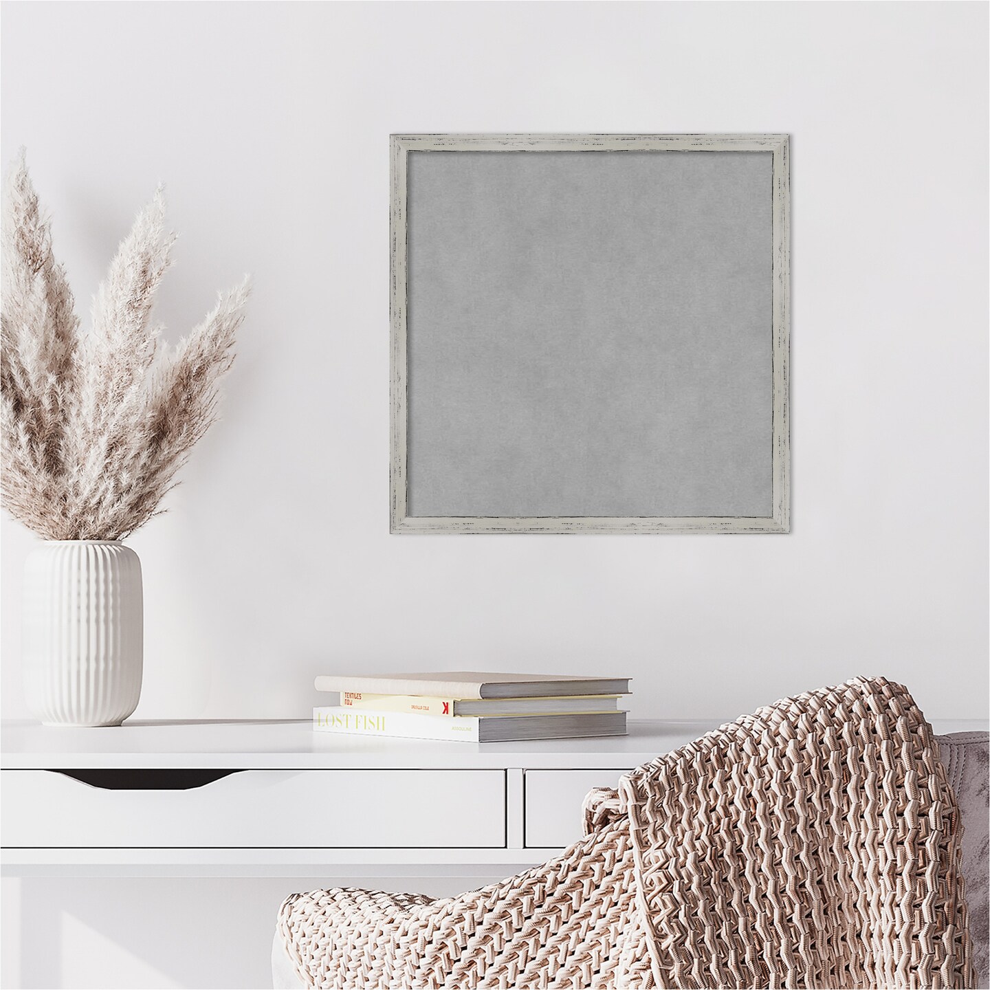 Shiplap White Narrow Wood Framed Magnetic Board