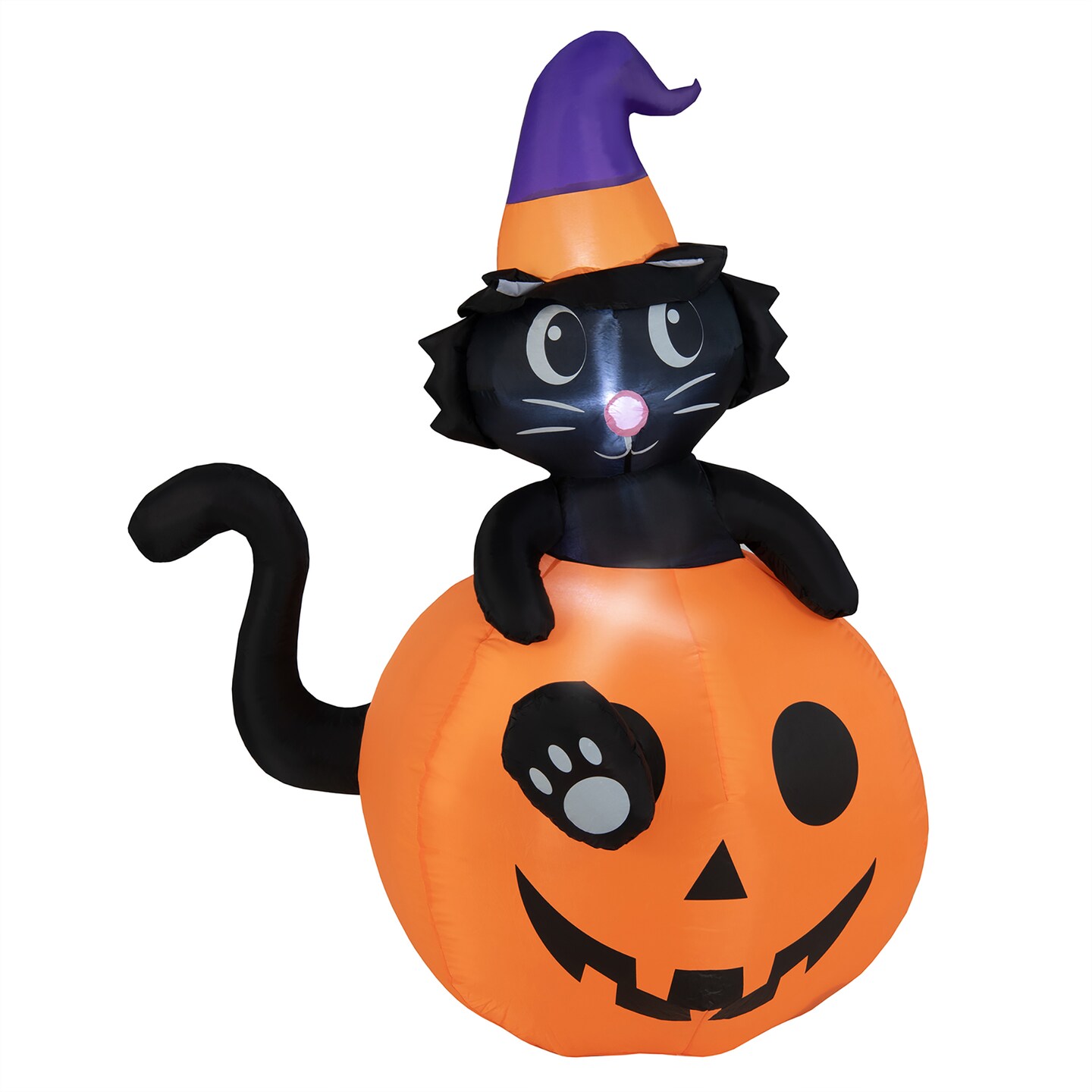 Costway 5 FT Tall Halloween Inflatable D&#xE9;cor Black Cat Sitting in Pumpkin w/ LED Lights