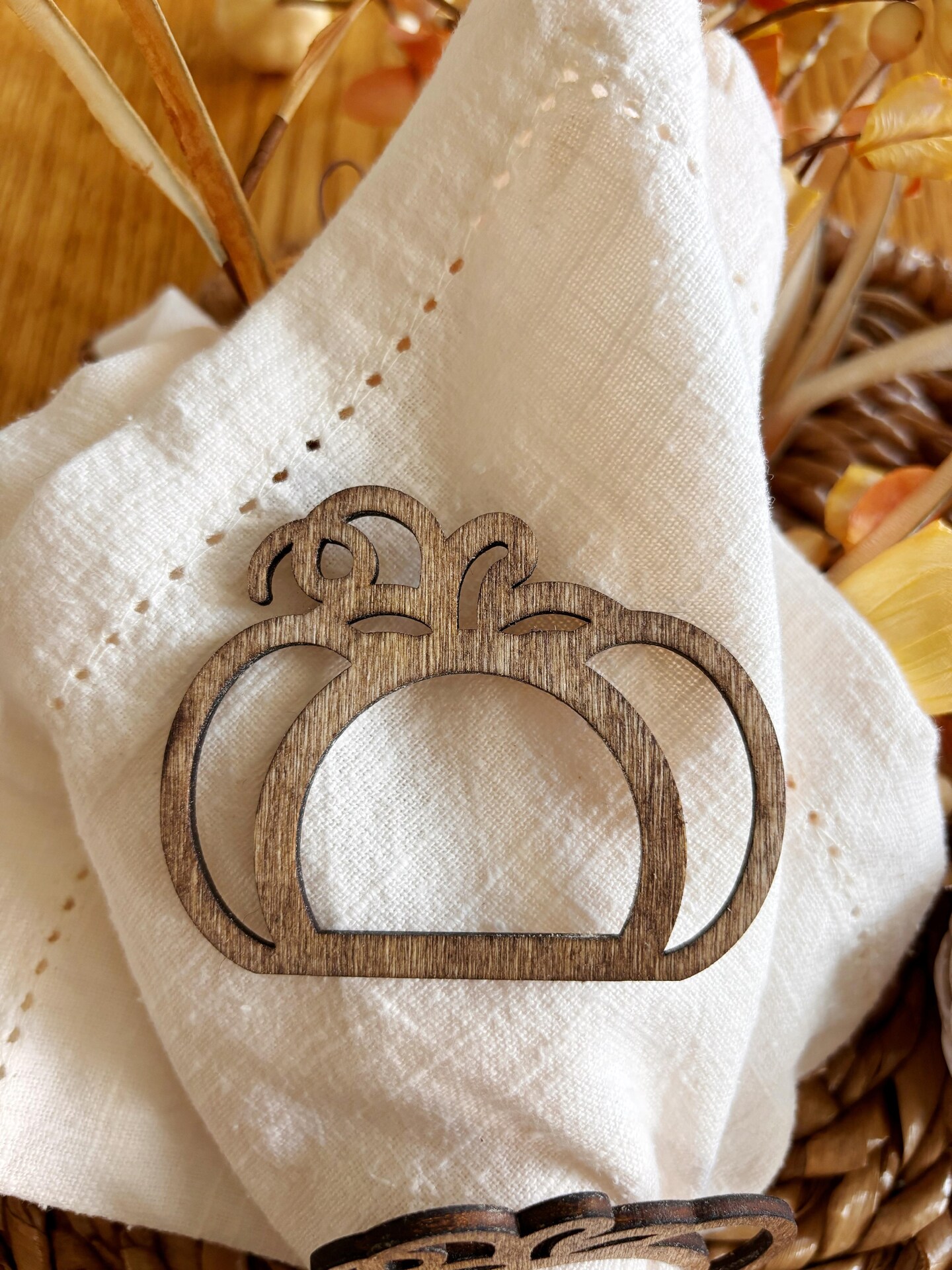 Pumpkin Napkin Rings | Fall Napkin Rings | Fall Table Decor | Autumn Table Decor | Thanksgiving Napkin Rings | Wood Napkin Rings product 2