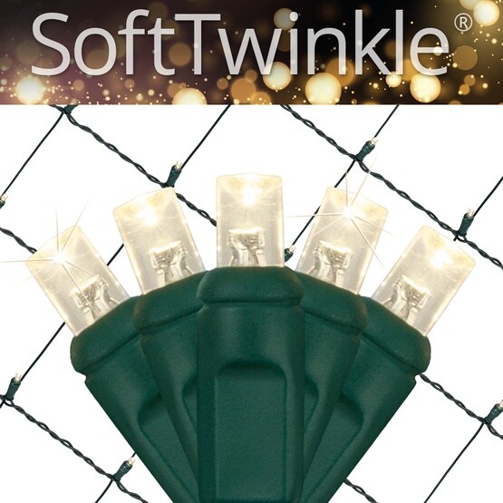 5mm 4&#x27; x 6&#x27; Warm White SoftTwinkle LED Net Lights, Green Wire