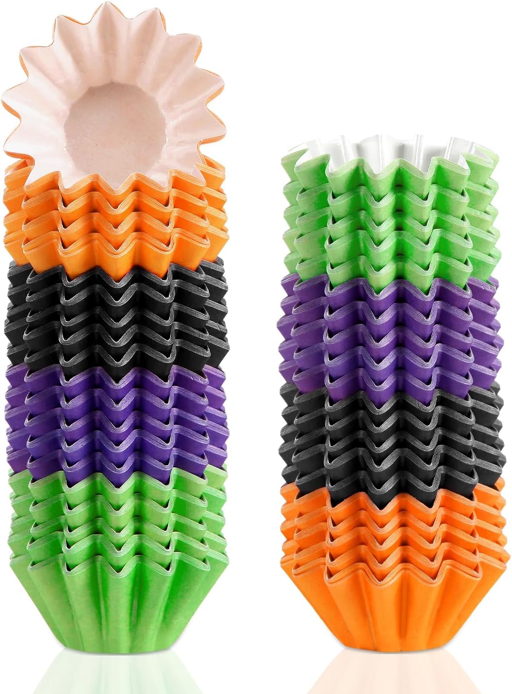 200 Pcs Halloween Grease-Resistant Mini Cupcake Liners Orange Purple Black Green Donuts Baking Cup Disposable Paper Cupcake Wrappers Muffin Case Trays Baking Wraps Halloween Birthday Party​