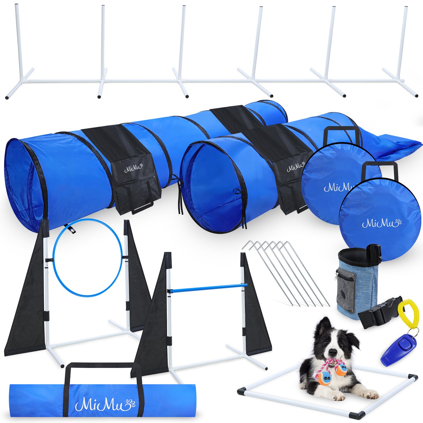 MiMu Customizable Dog Agility Training Equipment and Agility Course with Tunnels