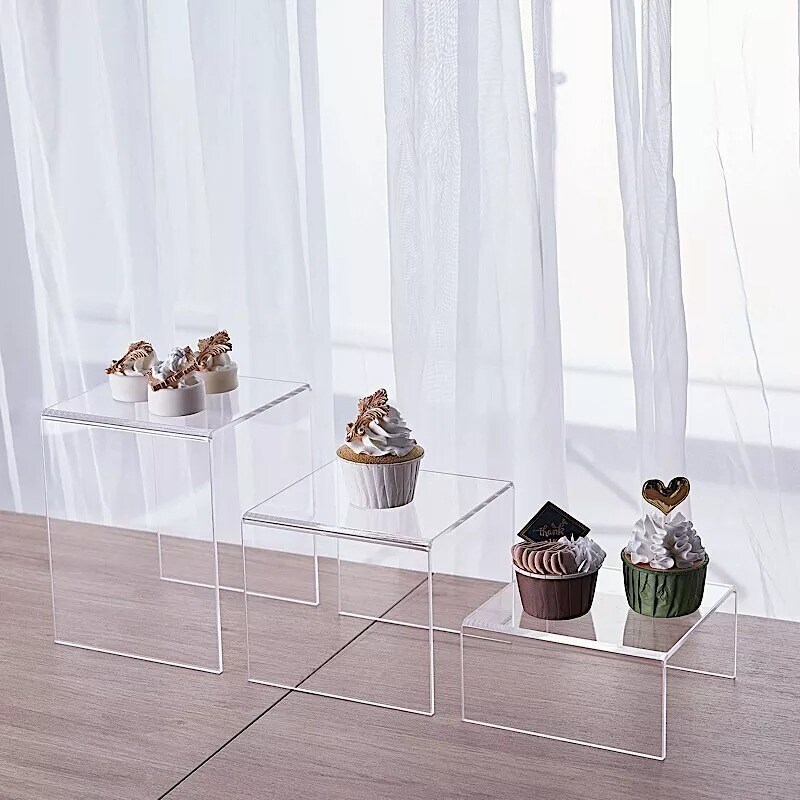 4 Clear Acrylic Display Stands Cupcake Riser Centerpieces Party Home Decorations
