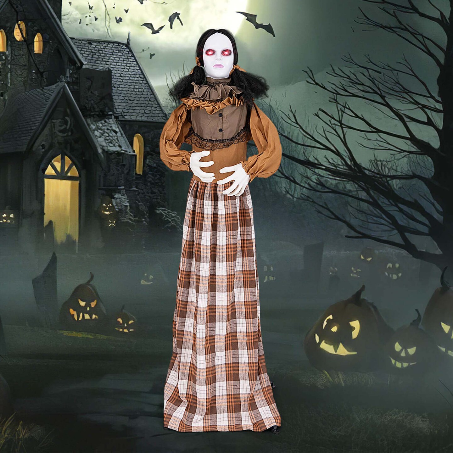 Costway Halloween Animatronics with Red Light Up Eyes Motion &#x26; Sound Activated
