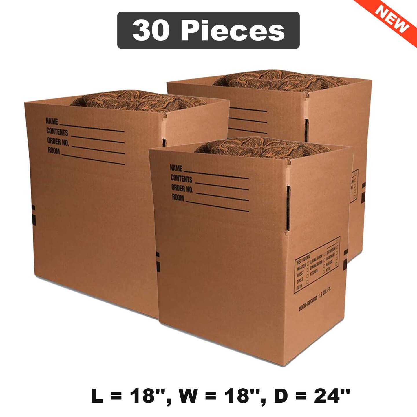 Sturdy Bulk Moving Boxes Perfect for Hassle Free Packing 18" x 18" x 24"