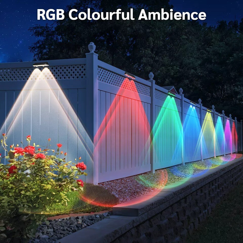 2Pack LED Solar Power Wall Light Outdoor Garden Waterproof Fence Deck Steps Lamp