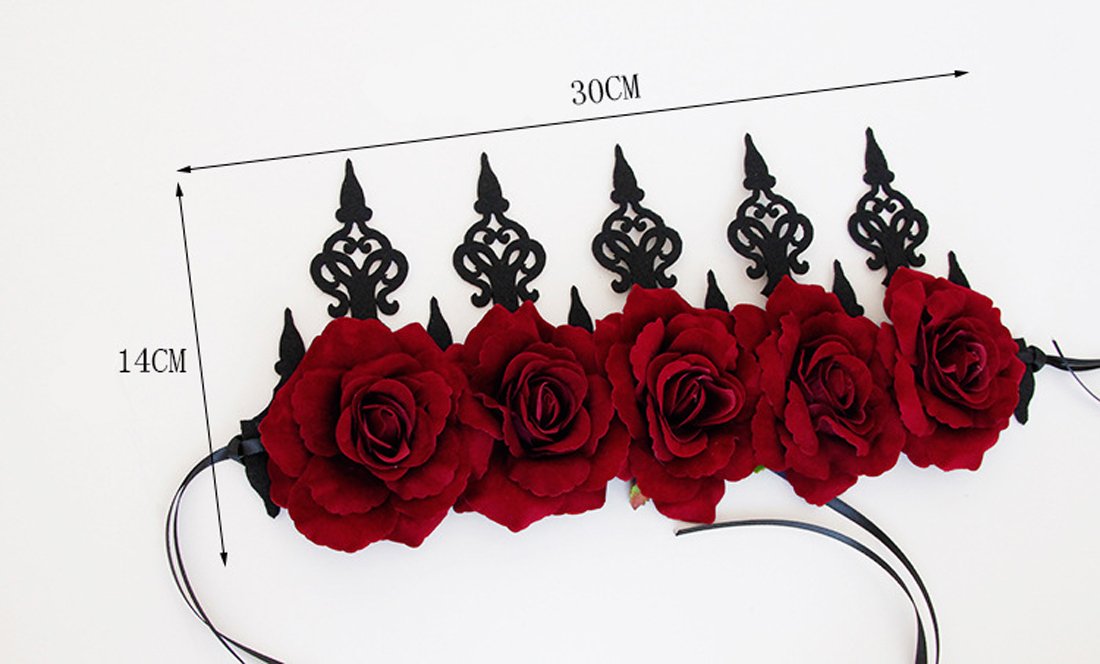 Rose Red Rose Flower Crown Woodland Hair Wreath Festival Headband