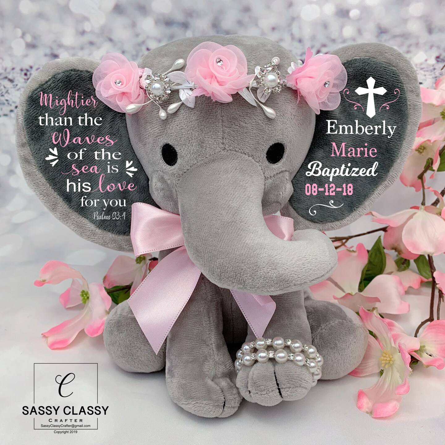 Baptism Gifts, Customized, Personalized, Baptism Gift Girl, Christening  Gift, Baptist Gift, Personalized gifts, Baby Shower, Plush Elephant