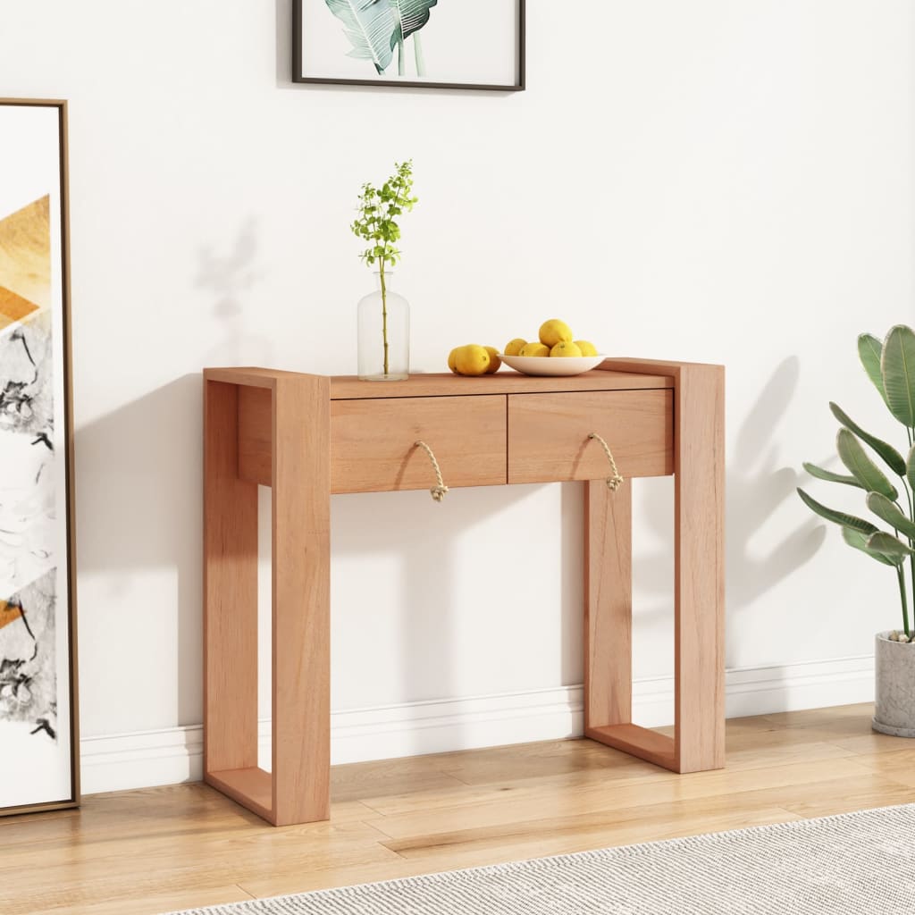 vidaXL Console Table 35.4&#x22;x13.8&#x22;x29.5&#x22; Solid Teak Wood