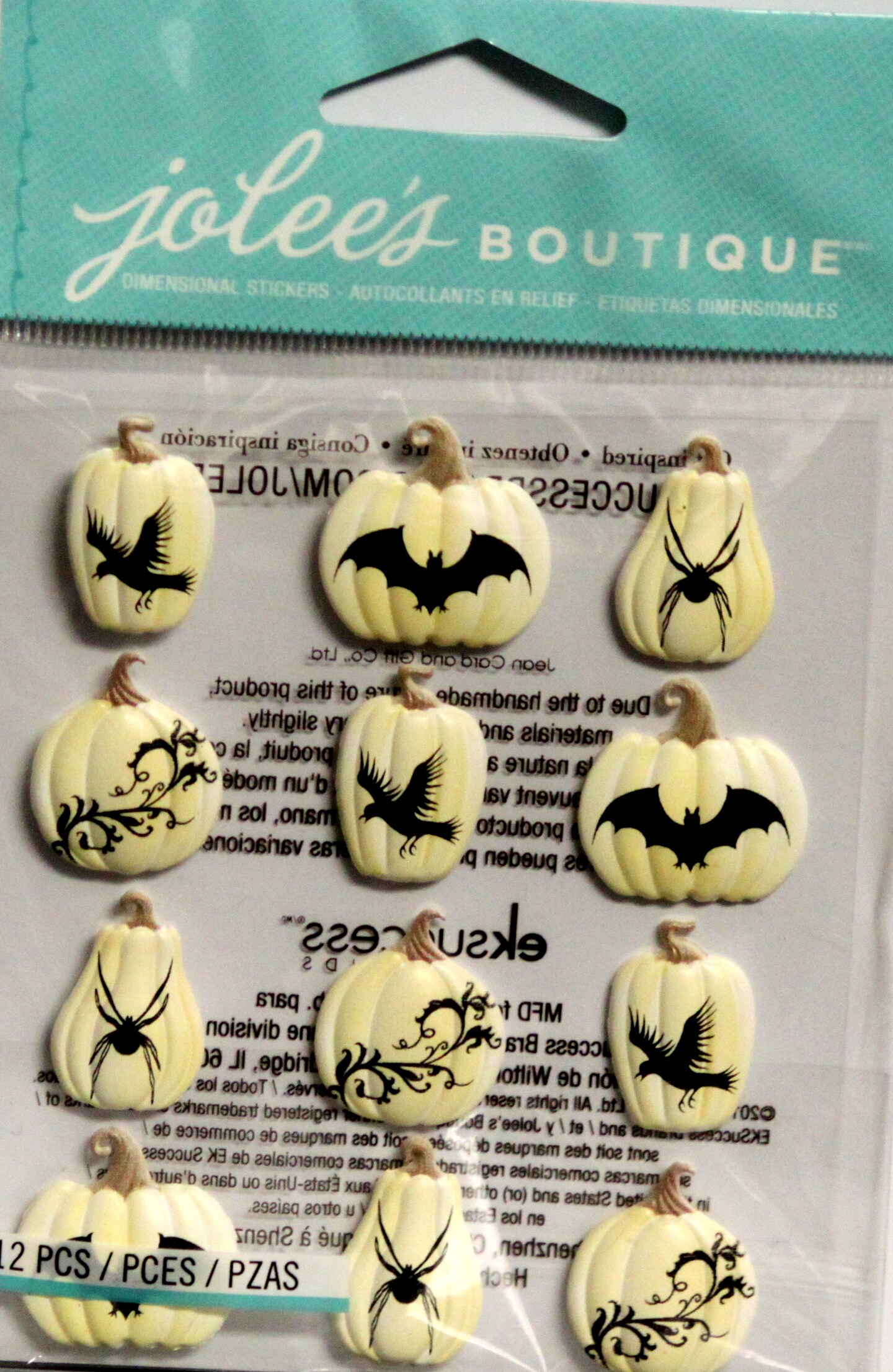 Jolee s Boutique White Pumpkin Repeats Dimensional Cabochons Stickers 