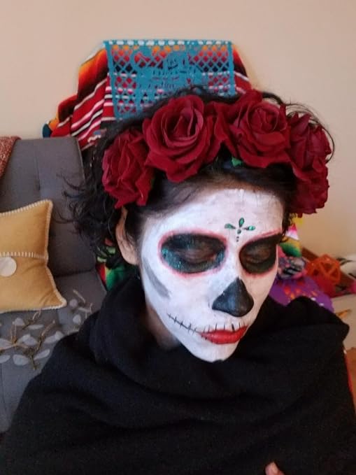 Rose Flower Crown Wedding Festival Headband Hair Garland Wedding Headpiece (1-Burgundy)