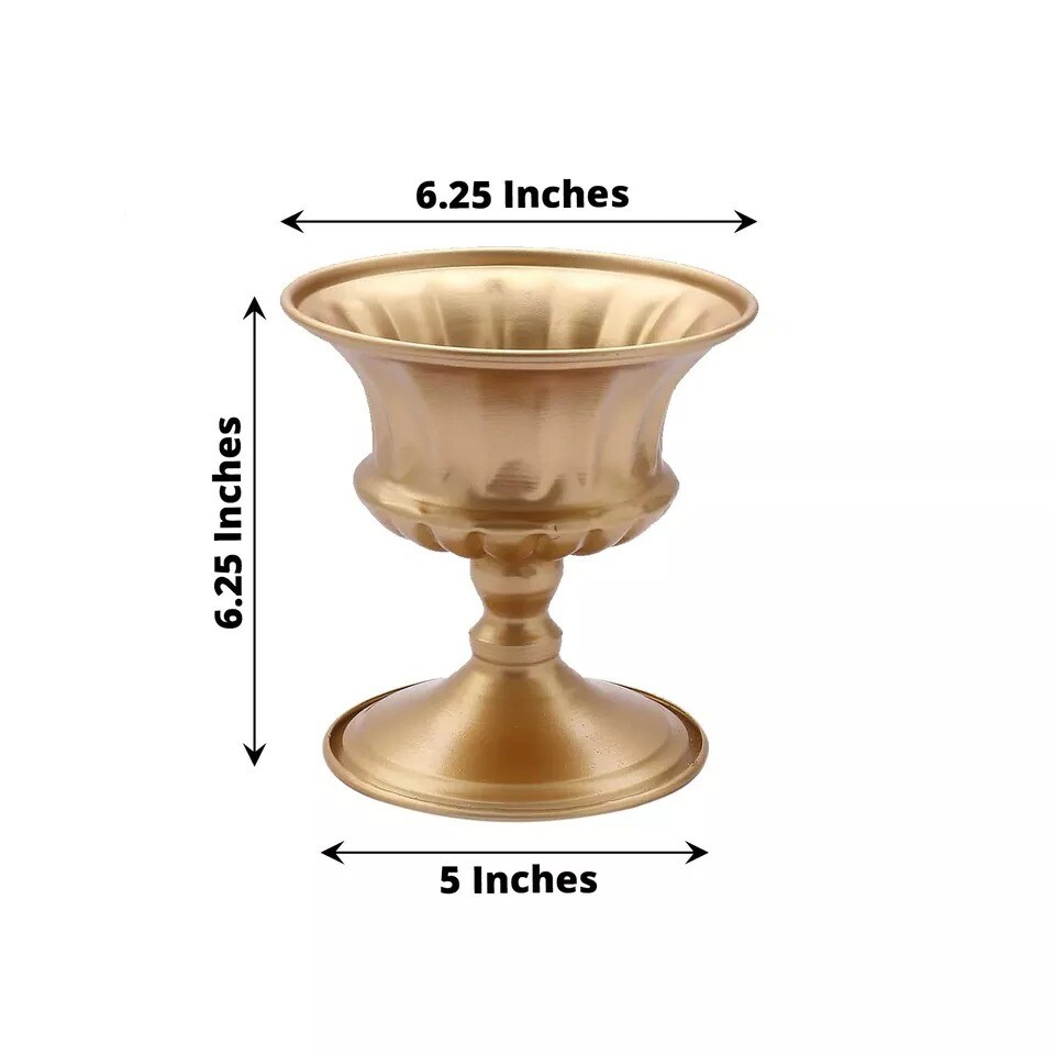 Gold 2 Metal 6&#x22; Roman Style Mini Compote Vases Flower Pots Party Decorations
